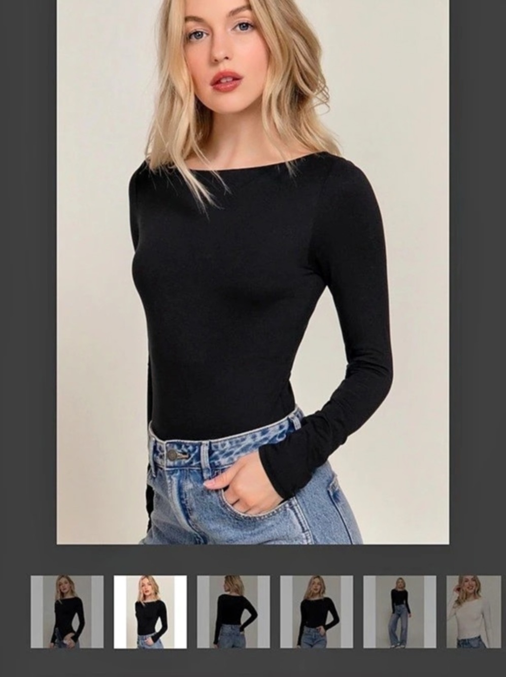 Active USA Black Long Sleeve Boat Neck Bodysuit